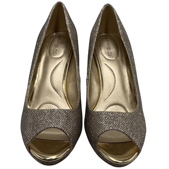 Bandolino B‑Flexible "BDsupermodel" Metallic Glitter Peep‑Toe Pumps, Sz 8.5 M - Picture 1 of 9